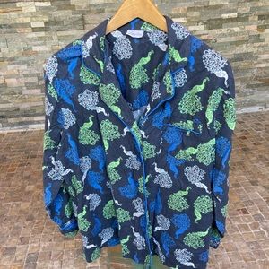 💛Peacock flannel pj top